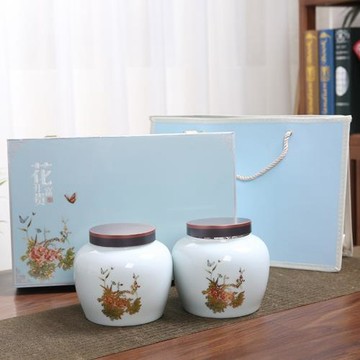 廠家直銷陶瓷茶葉罐禮盒 密封罐紅茶綠茶半斤裝通用包裝logo定制
