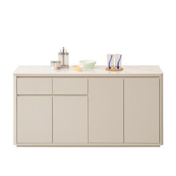 直人木業-UL莫蘭迪奶油風亮面陶板櫥櫃152公分