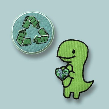 回收恐龍刺繡布貼