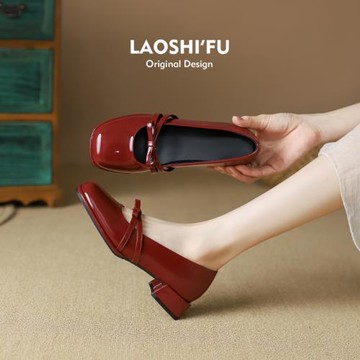 2025春夏新款淺口瑪麗珍鞋法式仙女晚晚小皮鞋蝴蝶結粗中跟單鞋女