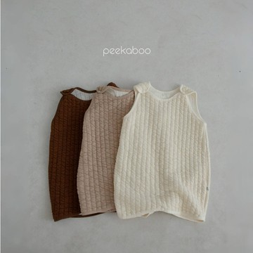 peekaboo (厚)奶油咖啡絎縫防踢被【預購】嬰兒 寶寶 兒童 女童 男童 兒童睡衣 寶寶衣服 兒童衣服