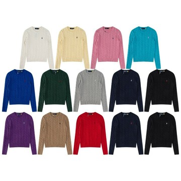 可掃碼~拉夫RL十四色經典小標刺繡圓領套頭絞花毛衣男女同款長袖鑫弘-衣錦男裝