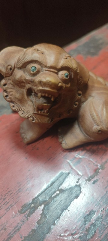 七八十年代木雕小獅子！品相如圖！造型漂亮可愛！高6.2厘米！