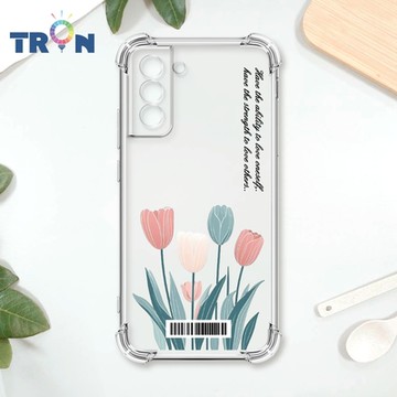 TRON 三星 S21 FE 5G 小清新花朵透明殼 四角防摔載具殼 軟殼 手機殼