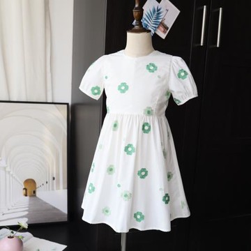 夏裝 公主牌 女童精致繡花全棉短袖連衣裙 A字裙 小中大童