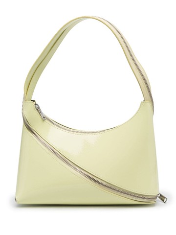 Coperni - patent-finish zip-detailing shoulder bag - women - Polyurethane/Polyester/Polyamide/Polyurethane - One Size - Yellow