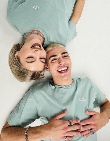 Vans unisex left chest logo t-shirt in sage-Neutral