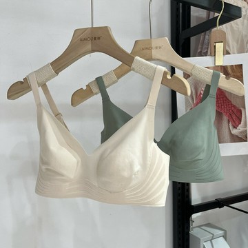 法式超薄兔耳朵水晶杯內衣大胸顯小光面舒適聚攏側收副乳無痕文胸