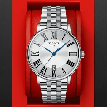 TISSOT天梭 CARSON系列 經典羅馬石英腕錶 40mm/T1224101103300