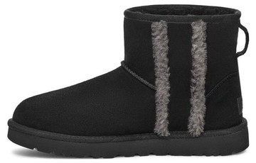 WMNS UGG CLASSIC MINI SHEARLING LOGO BLACK