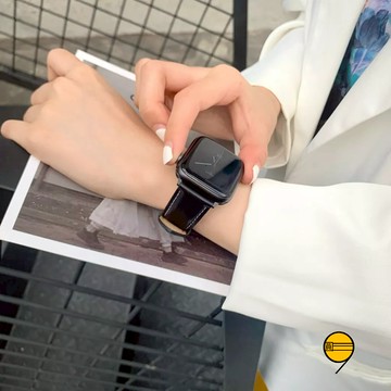 車線真皮 穿扣錶帶 適用於 Apple Watch 11代 10 9 8 7 6 SE 蘋果手錶錶帶 46mm 42mm