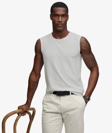 Superdry Men's Classic Cotton Linen Tank Top White Size: XL