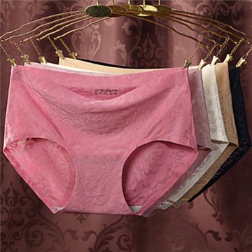 女生冰絲網孔無痕純色短褲一片式透氣中腰性感女內褲薄款三角褲頭