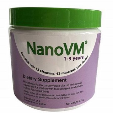Pediatric Oral Supplement NanoVM 1  3 Years Unflavored 275 Gram Can Powder 275 Grams by Solace Nutrition