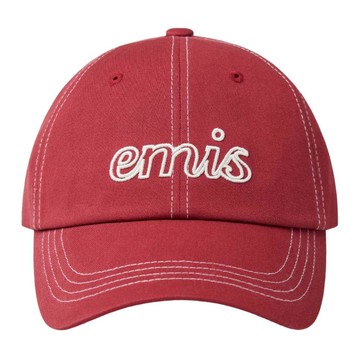 韓國 emis LETTERING LOGO WHITE STITCH BALL CAP 白色車線字母棒球帽 紅色RED