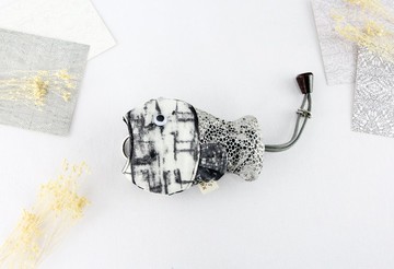 竹本包 鑰匙收納包  魚仔 吊飾 手工縫製  燙銀