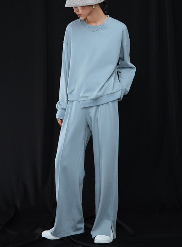 修身直筒開衩寬棉褲