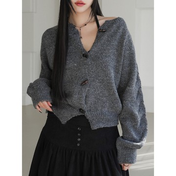 Codibook｜韓國 binary01 拼接設計V領針織外套［預購］針織外套 女裝