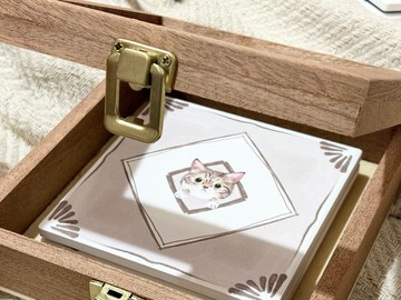 花磚貓的質感木製禮盒