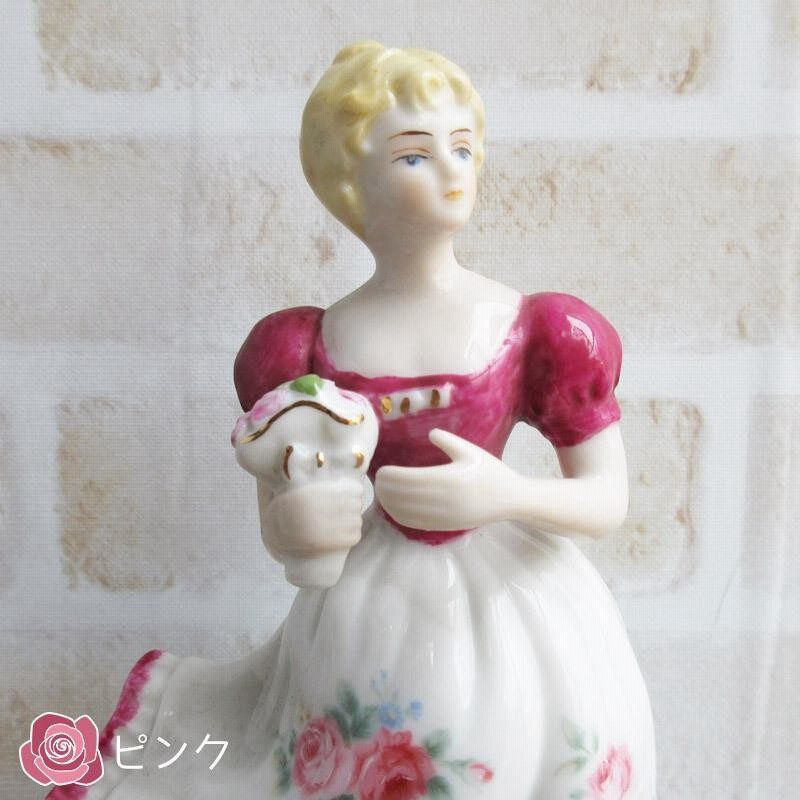 瀬戸ノベルティ 陶器のオブジェ ブーケを持つ少女(2色選択 瀬戸ノベルティ 陶器のオブジェ ブーケを持つ少女(2色選択