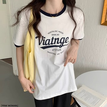 美式復古純棉短袖t恤女夏季設計感小衆chic港味女裝打底衫上衣潮