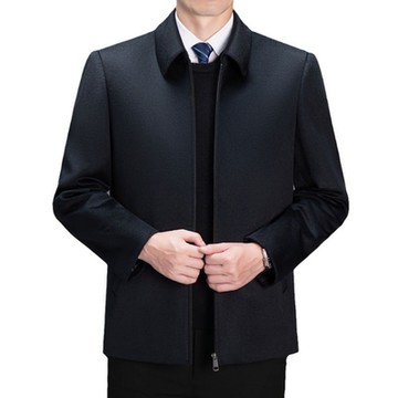 [米蘭精品] 羊毛夾克休閒外套-休閒立領雙面呢羊毛夾克男外套74id31