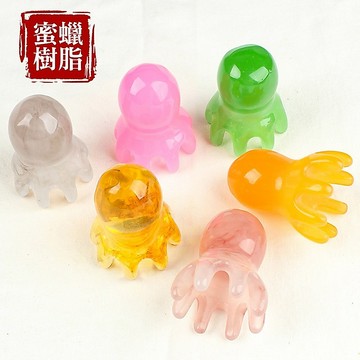 章魚頭部按摩梳 章鱼頭療梳 樹脂蜜蠟 八爪鱼頭部按摩梳 頭部按摩 經絡梳 按摩梳子 肩頸按摩疏通 經絡按摩