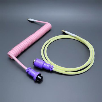 WOWLAB玩物有志客制化機械鍵盤線USB粉色螺旋彈簧線type-cmini雙C
