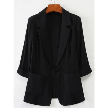 春夏冰絲棉麻西裝短外套女大碼胖MM職業休閑西服上衣正肩氣質開衫