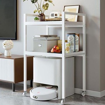 居家生活Easy Buy  雙層掃地機器人置物架-附輪