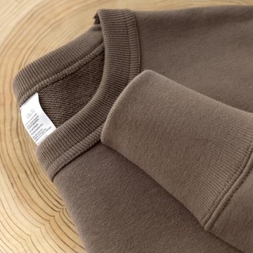 美式復古松茸色 340g重磅毛圈布棕色圓領衛衣巧克力色男女款秋冬