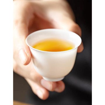白玉令茶杯潮州骨瓷工夫茶具超薄胎白瓷小茶碗客人喝茶陶瓷品茗杯