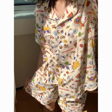 【砂糖夢境】睡衣女夏季新款ins風網紅可愛卡通學生宿舍家居服薄款KT樂園套裝