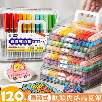 馬克筆🔥隔日到貨【免運附發票】直液式丙烯馬克筆 彩繪筆 軟頭 大容量 不透色可曡色彩色筆 繪畫筆 DIY 麥克筆速幹防水