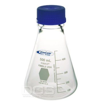 《Kimble》廣口螺蓋三角燒瓶 安全披覆 Flask, GL-45 Erlenmeyer, Screw Cap
