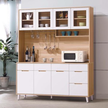 Boden-伊甸5.4尺北歐風收納高餐櫃/碗盤置物櫃/電器櫃(上座+下座)