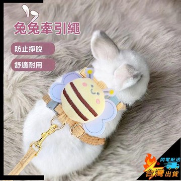 【台灣出貨】兔兔牽引繩 可調節 防掙脫兔繩 侏儒兔 小兔子外出繩子 溜兔繩子 寵物牽引繩  小蜜蜂胸背帶