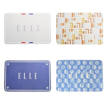 【ELLE】皮革超薄吸水止滑踏墊_60x40cm 經典藍牌