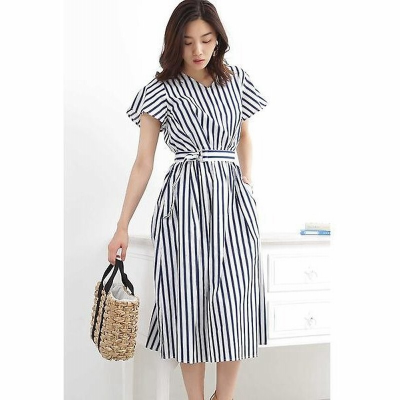 N Natural Beauty Basic エヌ ナチュラルビューティーベーシック フレアスリーブストライプワンピース 通販 Lineポイント最大0 5 Get Lineショッピング