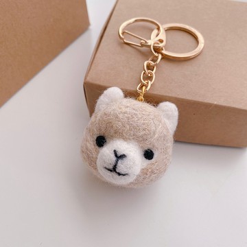 羊毛氈-草泥馬頭像鑰匙圈
