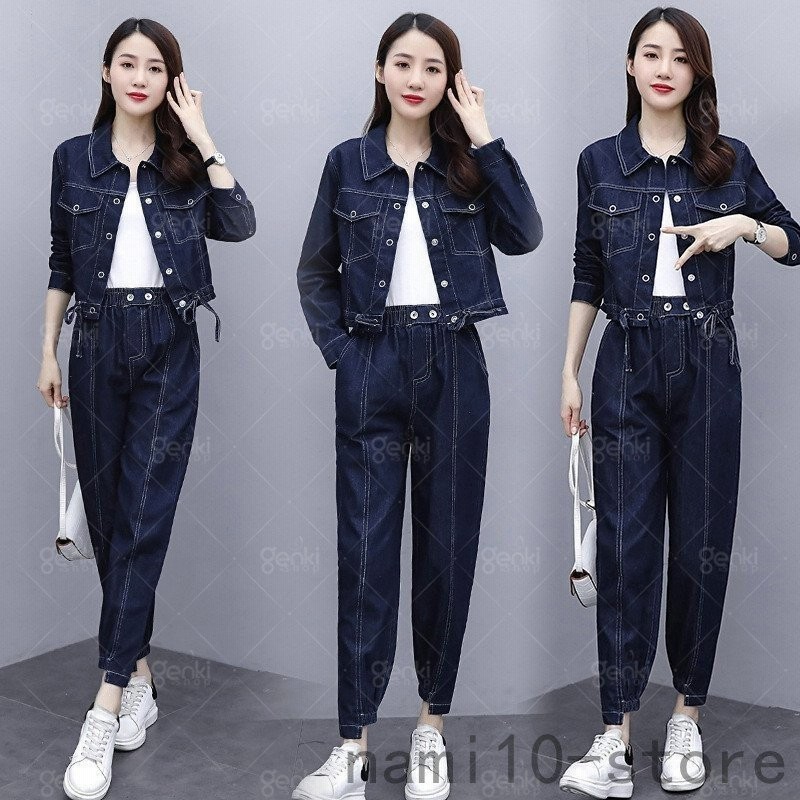 デニム セットアップ レディース カジュアル 2点セット スーツパンツ フォーマル ウエストゴム ジーンズ 大きいサイズ おしゃれ 通学 通勤 着痩せ Ol 春秋コーデ 通販 Lineポイント最大0 5 Get Lineショッピング