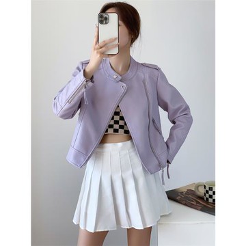 韓國皮衣外套女短款2025年春秋新款時尚立領pu皮夾克機車服小外套