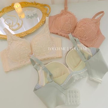 touchme桑蠶絲法式無鋼圈聚攏收副乳性感女士內衣調整型柔軟文胸