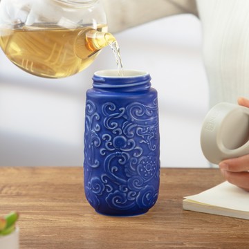 乾唐軒活瓷 | 祥龍獻瑞隨身杯 / 大 / 單層 / 提蓋 / 克萊因藍 440ml