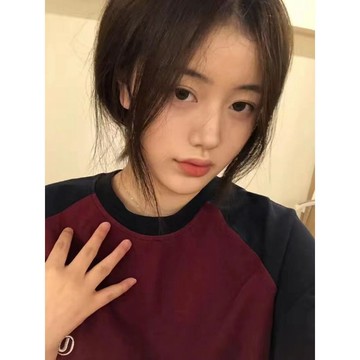 【免運】KOKA 美式短袖T恤女 2024新款 拼色 小眾設計感 寬鬆 學生 百搭 插肩袖 上衣 ins 短袖上衣 上衣
