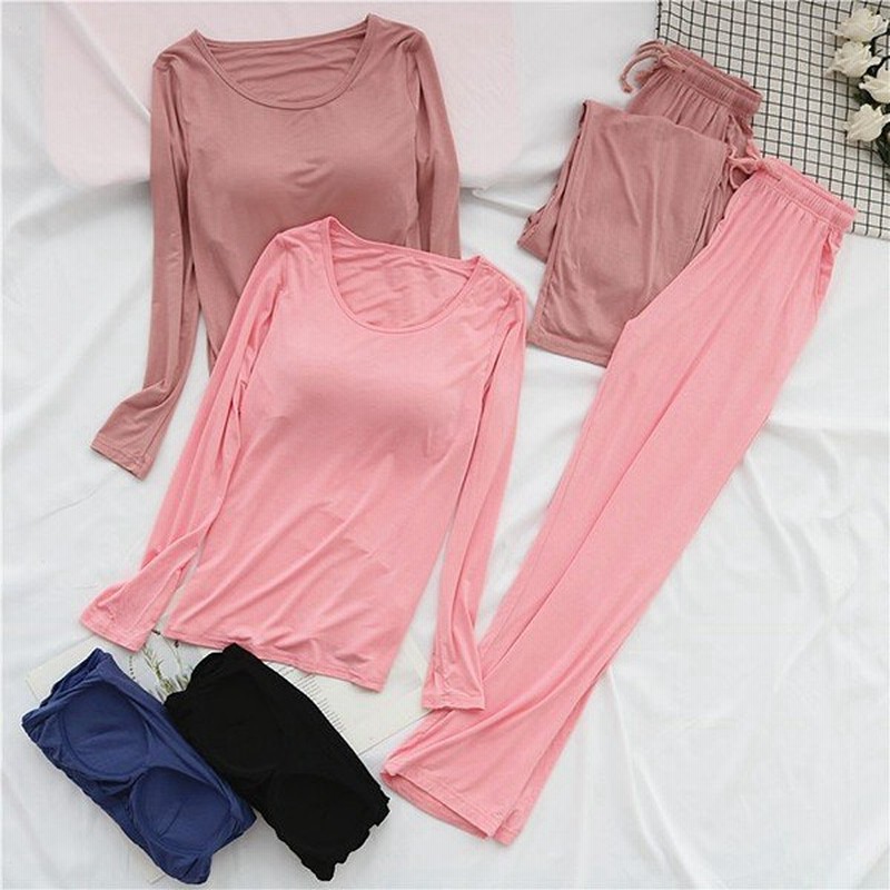 ルームウェア パジャマ 2点セット レディース 上下セット カップ付き 長袖 部屋着 綿 おしゃれ 可愛い 大きいサイズ ナイトウェア ゆったり 女性用 春夏 通販 Lineポイント最大get Lineショッピング