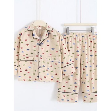 秋冬男童寶寶3歲男寶中大童純棉保暖磨毛絨布家居服套裝兒童睡衣