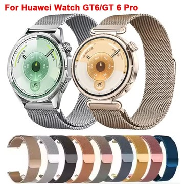華為手錶 GT6 46/41 毫米金屬磁性手鍊華為 GT6 GT6Pro GT5 GT5Pro GT4 GT3 GT2