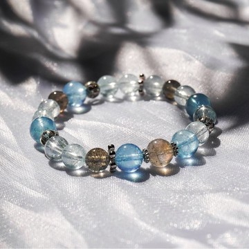 海藍寶 拉長石 水晶 手鏈 手鍊 心靈 情緒 自信心 愛情 風鈴草