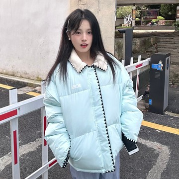 撞色設計感保暖棉衣棉服冬季女日系小眾小個子韓系外套